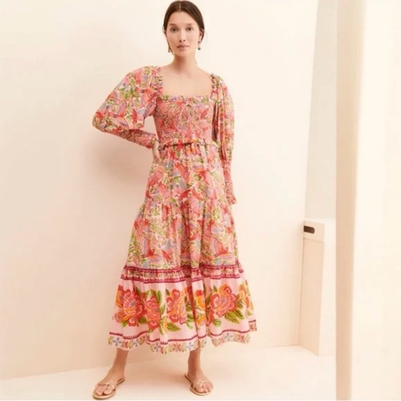 Farm Rio macaw flight smocked top maxi dress - Picture 3 of 5